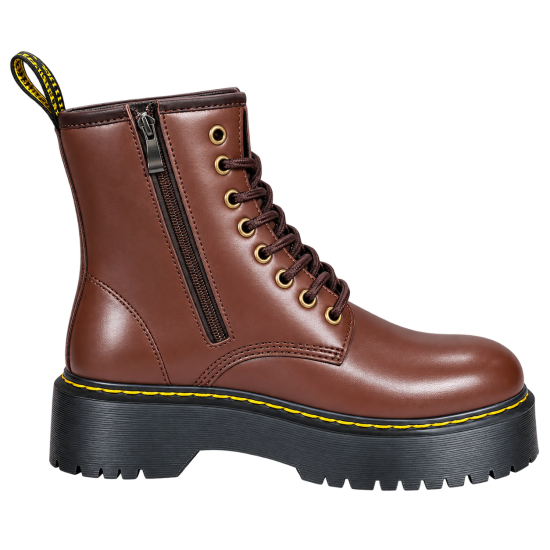 Full Boot With Micro Wax Leather Inspired By Martens Triple Sole-35X39-Brown