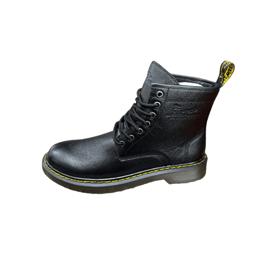 Special 44 & 45 Size Original Leather full Boot With Inspired By Martens single Sole-Black