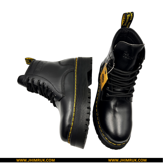 Full Boot With Micro Leather Inspired By Martens Triple Sole In Yellow Stitching -39X43
