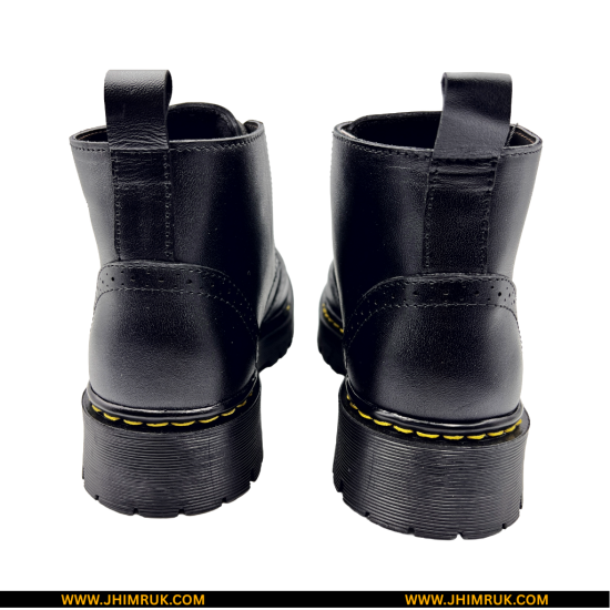 Dr.Martens Inspired Original Brogue Leather Ankle Lace Up Double Sole Black Boot - Size 40X44