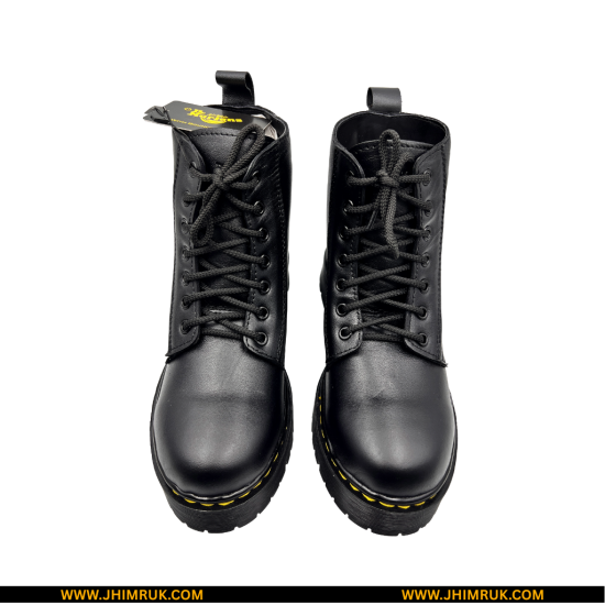 Dr.Martens Inspired Original Black Leather Ankle Lace Up Double Sole Boot - Size 40X43