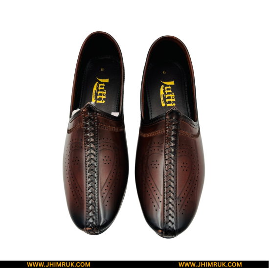 Nagra Jutti With Brown Microfiber Leather Slip-On Shoes Size 40x43