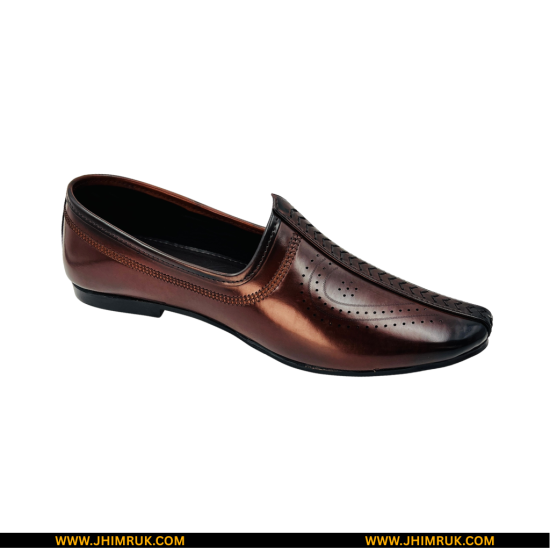 Nagra Jutti With Brown Microfiber Leather Slip-On Shoes Size 40x43