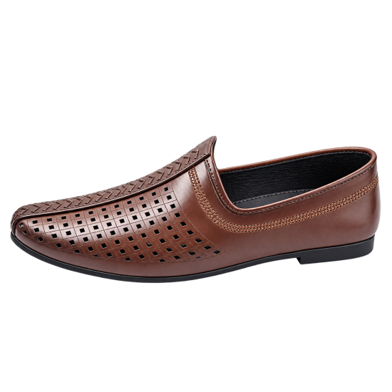Nagra Jutti Comes with Microfiber Leather In Brown Color Slip-On Shoes - Size 40x43