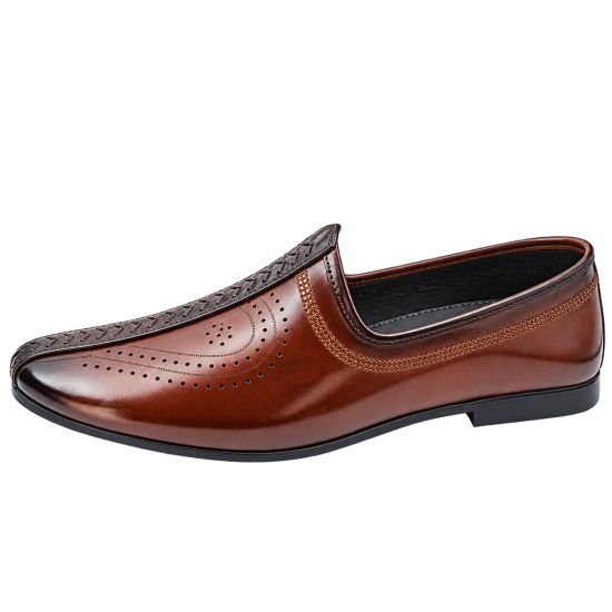 Nagra Jutti With Brown Microfiber Leather Slip-On Shoes Size 40x43