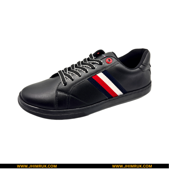 Sneakers By Tommy Hilfiger come with Black micro leather in lace-up and Brand Stripe - Size 40x43