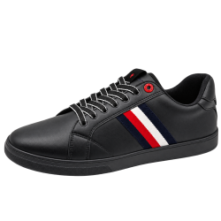 Sneakers By Tommy Hilfiger come with Black micro leather in lace-up and Brand Stripe - Size 40x43