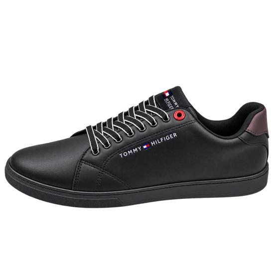 Sneakers By Tommy Hilfiger Comes With Black Micro Leather in Lace-Up - Size 40x43