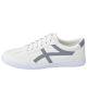 Sneakers For Men With Soft Materials In Lace-Up White With Grey Stripe