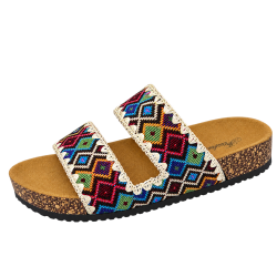 Sandals in beautiful Dhaka Pattern in Blue & Red Mix Color - Size 36x39