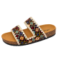 Sandals for ladies in beautiful color in Nepali Yellow with Green Dhaka Pattern, Size 36x39