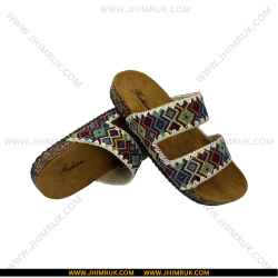Sandals in beautiful Dhaka Pattern in Blue & Red Mix Color - Size 36x39