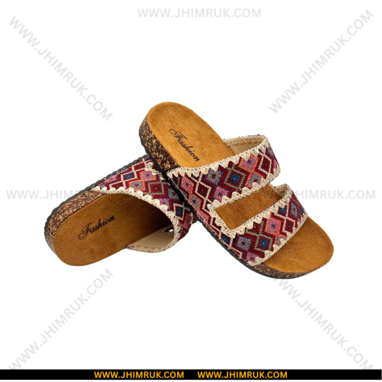 Sandals for ladies in beautiful color in Nepali Pink Dhaka pattern, Size 36X39