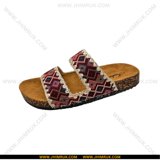 Sandals for ladies in beautiful color in Nepali Pink Dhaka pattern, Size 36X39